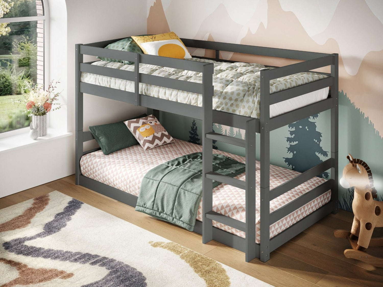 Kids Bunk Beds Beatrice Grey & White Wooden Bunk Bed Grey From Top Side-Better Bed Company