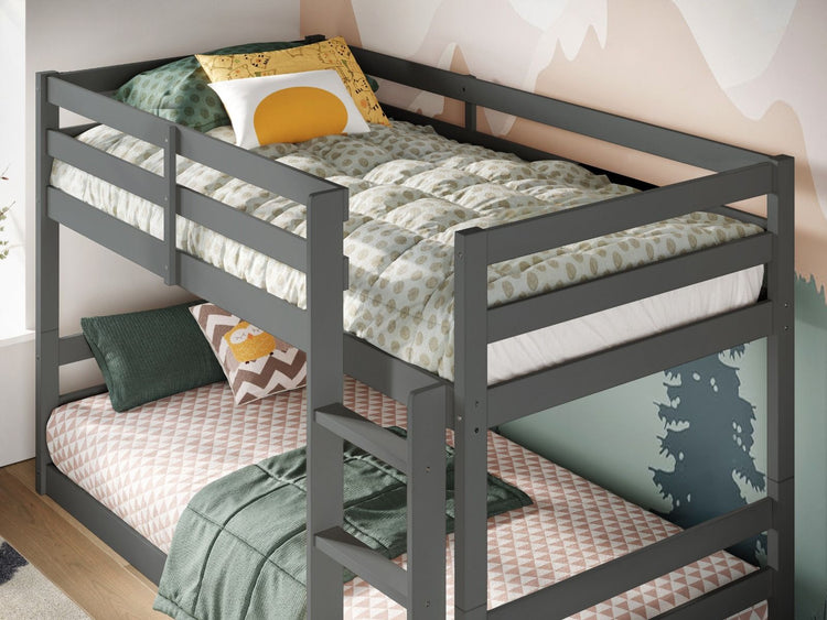 Kids Bunk Beds Beatrice Grey & White Wooden Bunk Bed Grey Ladder Close Up-Better Bed Company