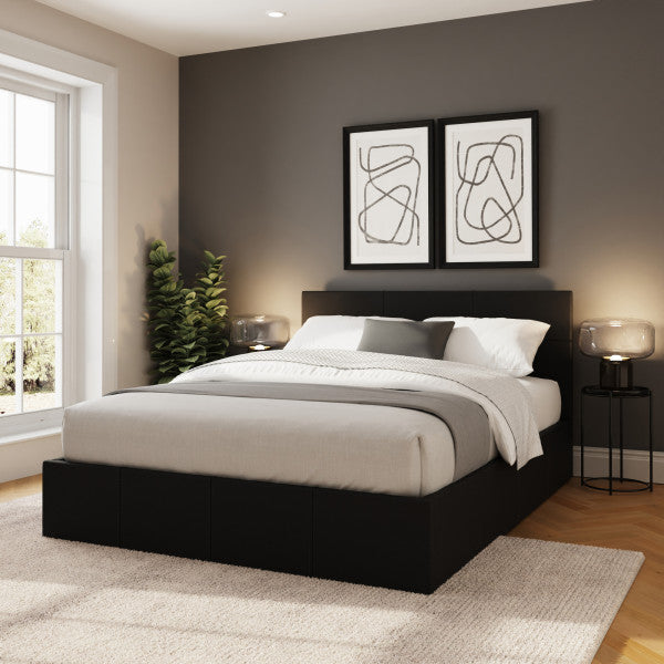 GFW Side Lift pu Leather Ottoman Bed Black From Side-Better Bed Company
