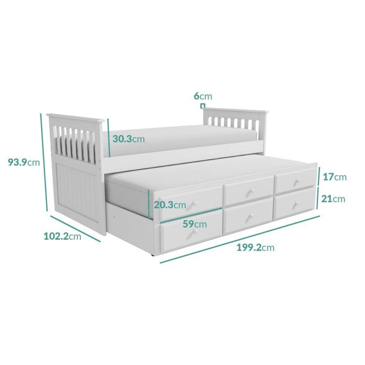 Bedmaster Zara 3 Drawer Storage Guest Bed-Better Bed Company-Better Bed Company