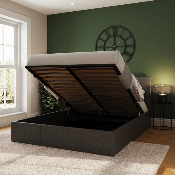 GFW End Lift Fabric Ottoman Bed Open-Better Bed Company