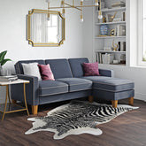 Dorel Home Bowen Corner Sofa with Contrast Welting Blue-Better Bed Company 