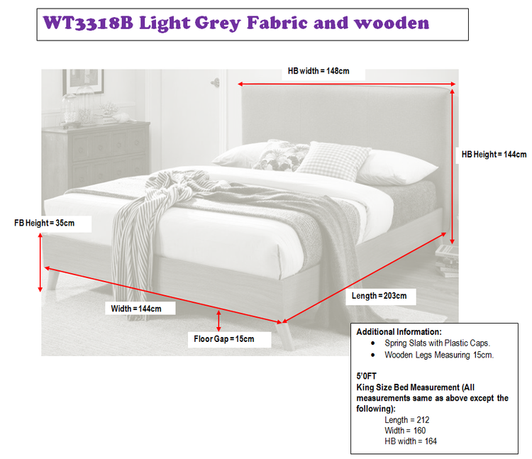 Artisan Bed Company Beech Wood And Fabric Bed Frame