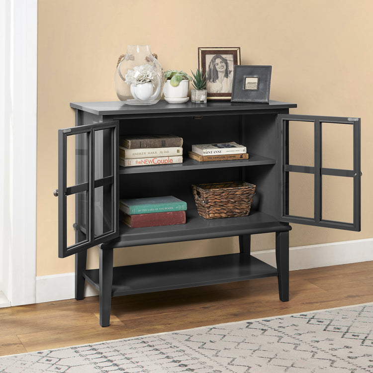 Dorel Home Franklin 2 Door Storage Cabinet Black Open-Better Bed Company