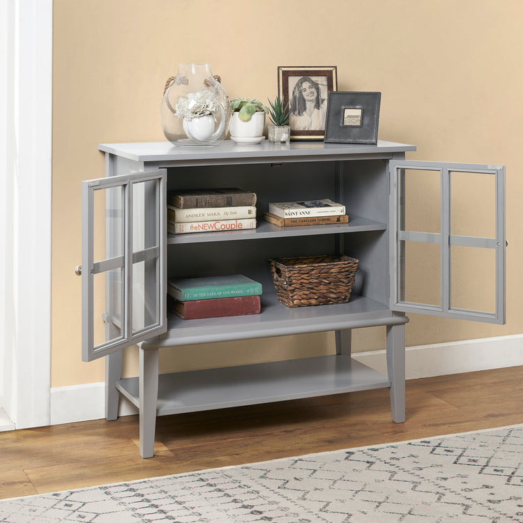 Dorel Home Franklin 2 Door Storage Cabinet Grey Open-Better Bed Company