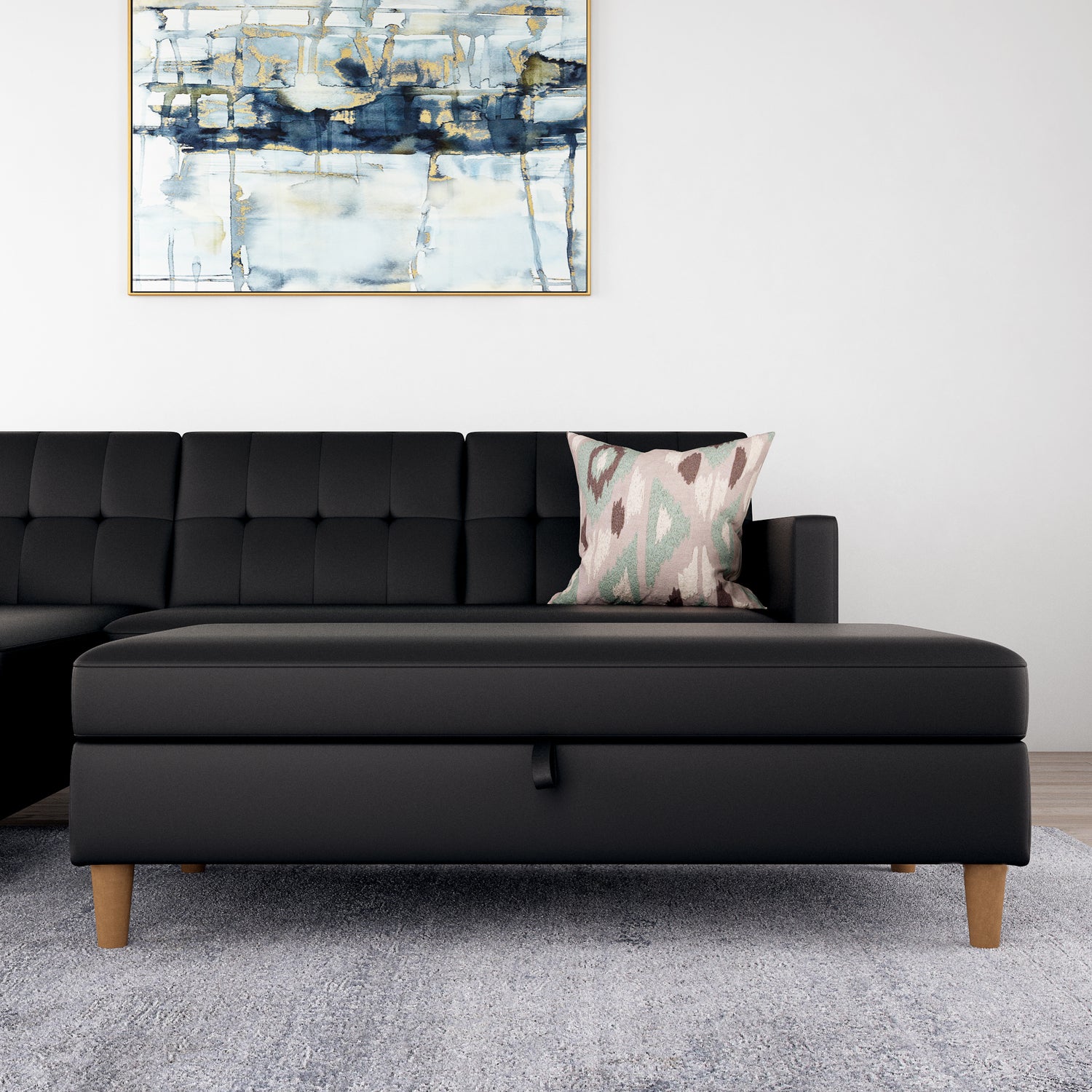 Dorel Home Hartford Storage Ottoman Black-Better Bed Company