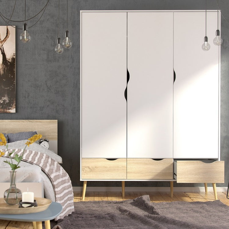 Furniture To Go Oslo Wardrobe 3 Doors 3 Drawers