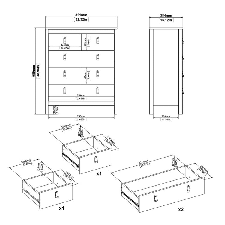 Furniture To Go Barcelona Chest 3+2 Drawers