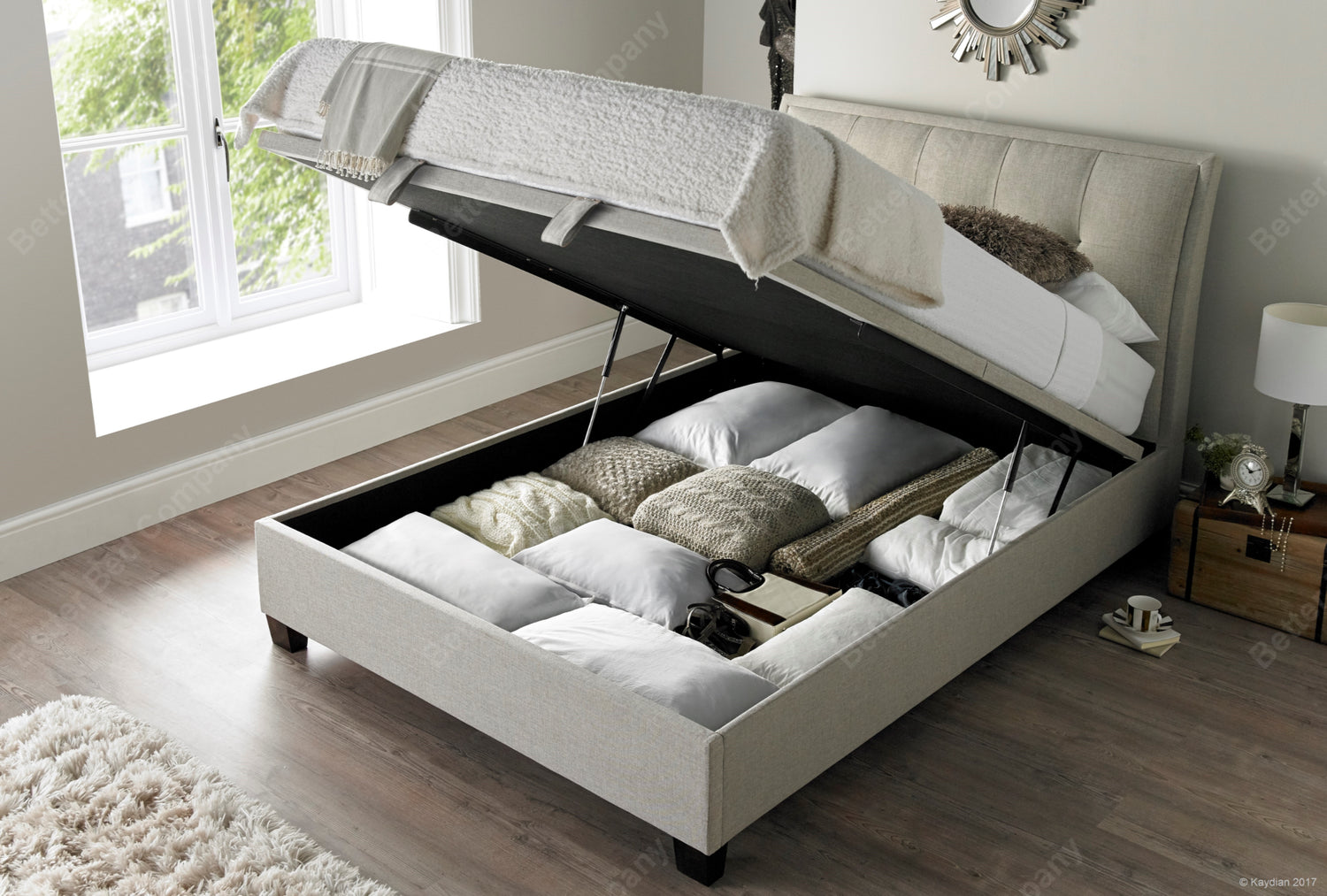 Kaydian Accent Pendle Oatmeal Ottoman Bed Frame