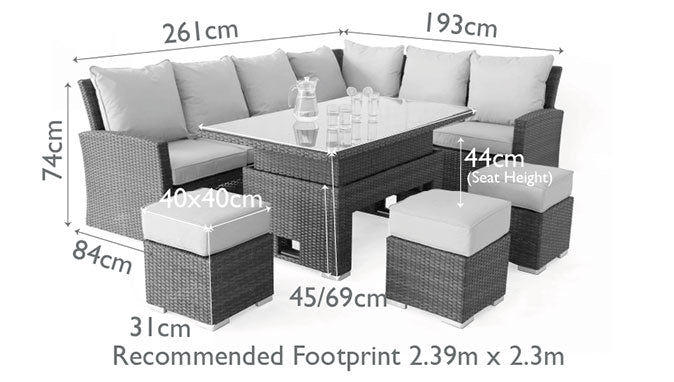 Maze Kingston Corner Dining Set With Rising Table Left Handed