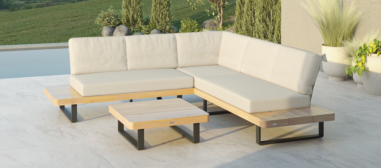 Maze Bali Wood Platform Corner Sofa Set-Better Bed Company