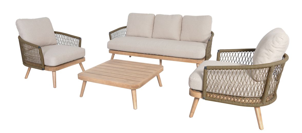 Maze Bali Rope Weave 3 Seat Lounge Set Oatmeal-Better Bed Company