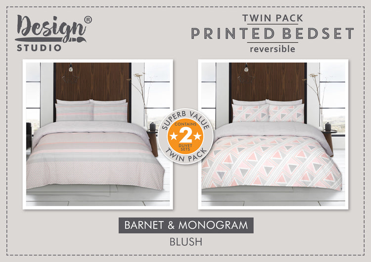 Design Studio Twin Pack Barnet/Monogram Duvet Set