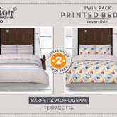 Design Studio Twin Pack Barnet/Monogram Duvet Set-Better Bed Company 