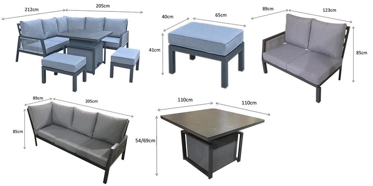 Signature Weave Bettina Corner Dining Set With Gas Lift Table Grey