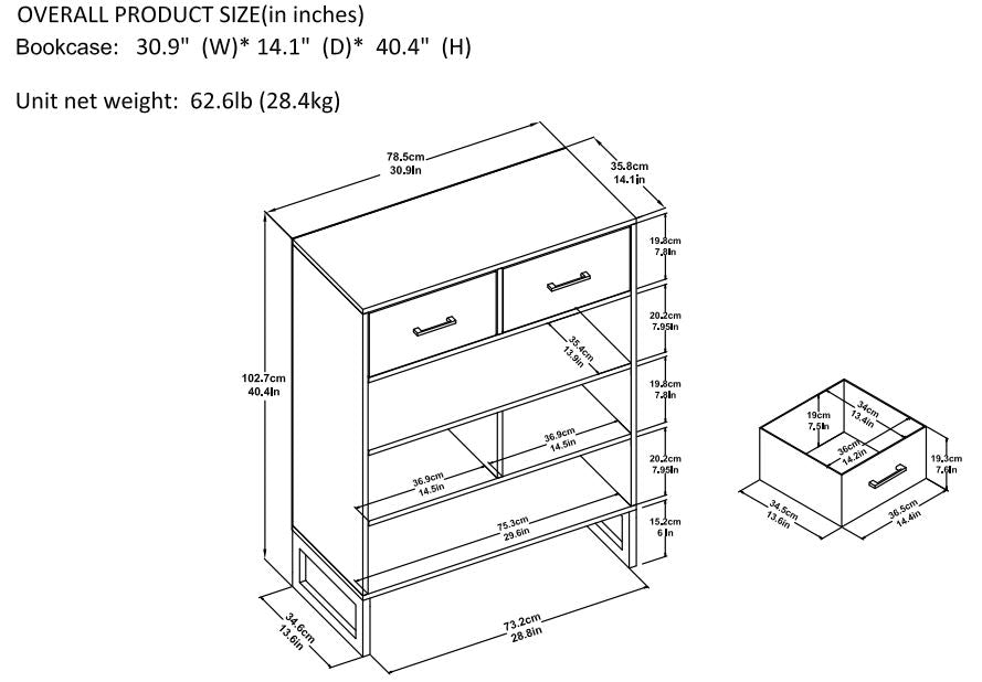 Dorel Home Candon Short Bookcase Dimensions-Better Bed Company 