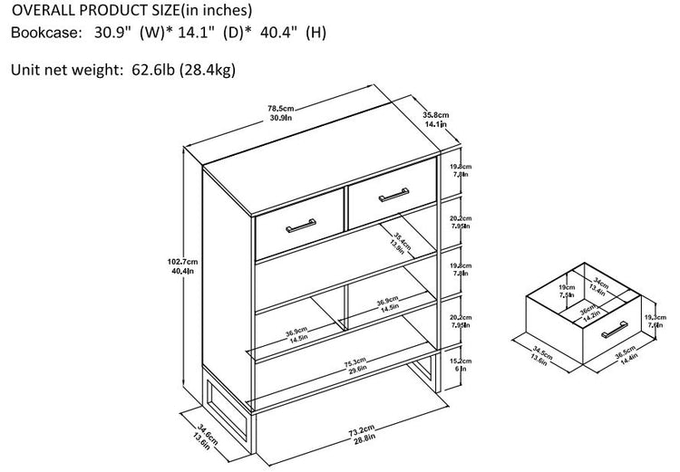 Dorel Home Candon Short Bookcase Dimensions-Better Bed Company 
