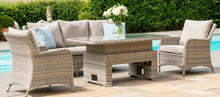 Maze Rattan Cotswold 3 Seat Sofa Dining With Rising Table From Other Side-Better Bed Company