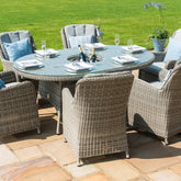 Maze Oxford 6 Seat Oval Dining Set With Ice Bucket And Venice Chairs With Lazy Susan