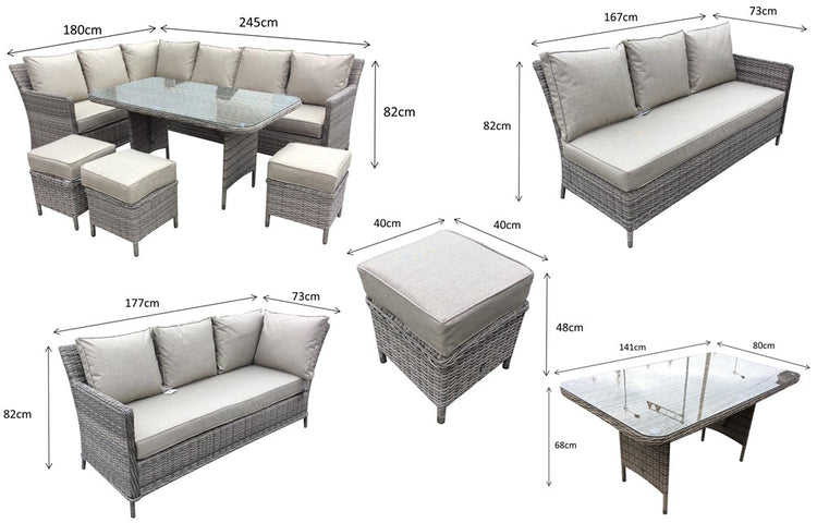 Signature Weave Edwina Corner Dining Multi Grey Wicker