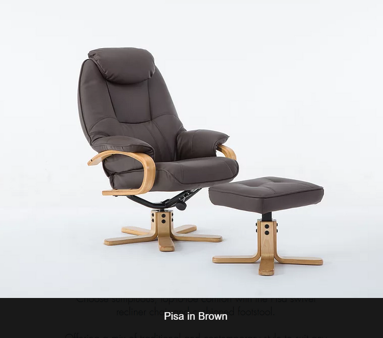 GFA Pisa Recliner And Foot Stool Brown-Better Bed Company 