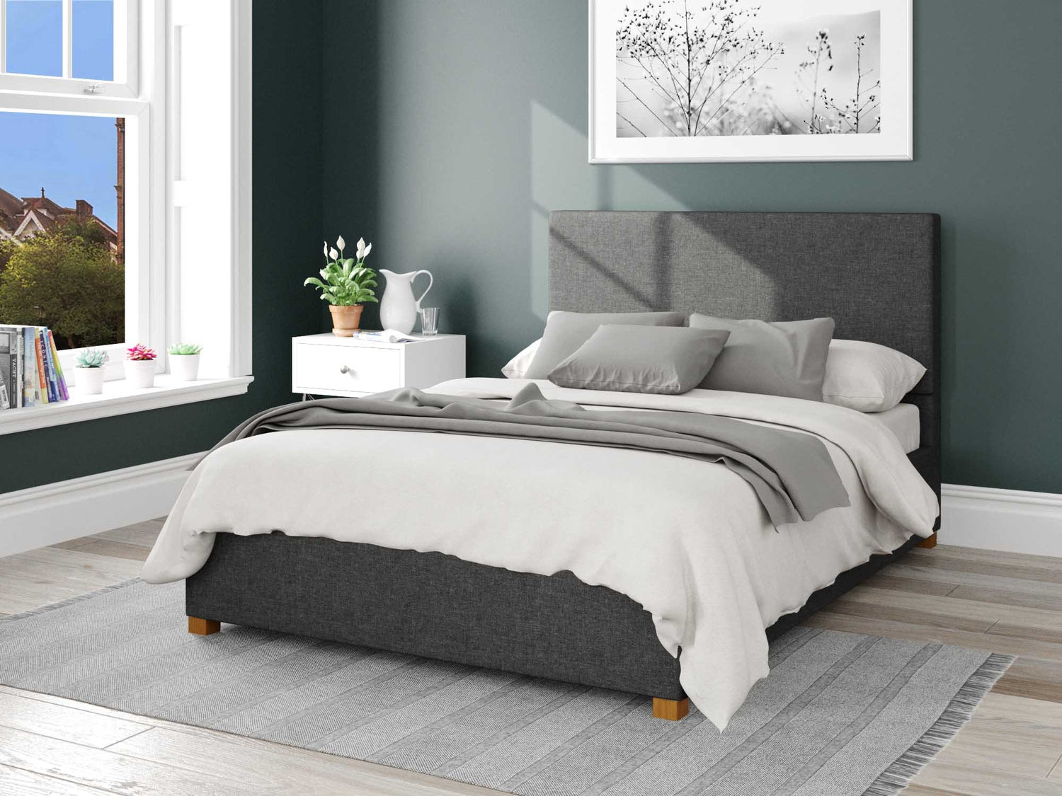 Better Peterborough Charcoal Ottoman Bed-Better Bed Company