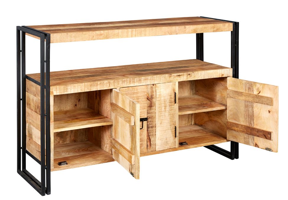 Indian Hub Cosmo Industrial Sideboard Both Doors Open-Better Bed Company 