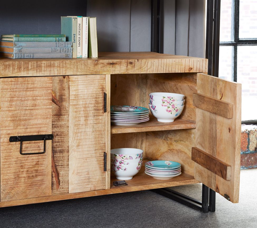 Indian Hub Cosmo Industrial Sideboard Door Open-Better Bed Company 