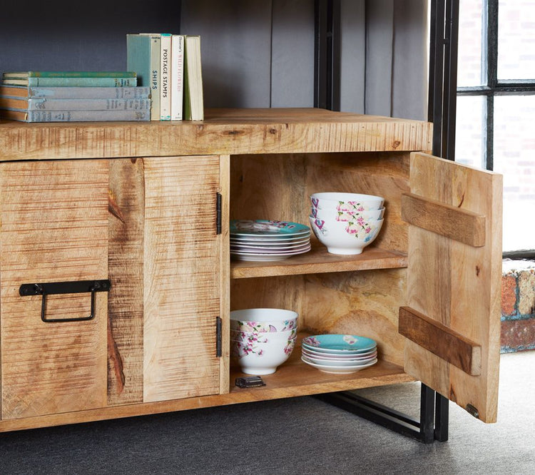 Indian Hub Cosmo Industrial Sideboard Door Open-Better Bed Company 