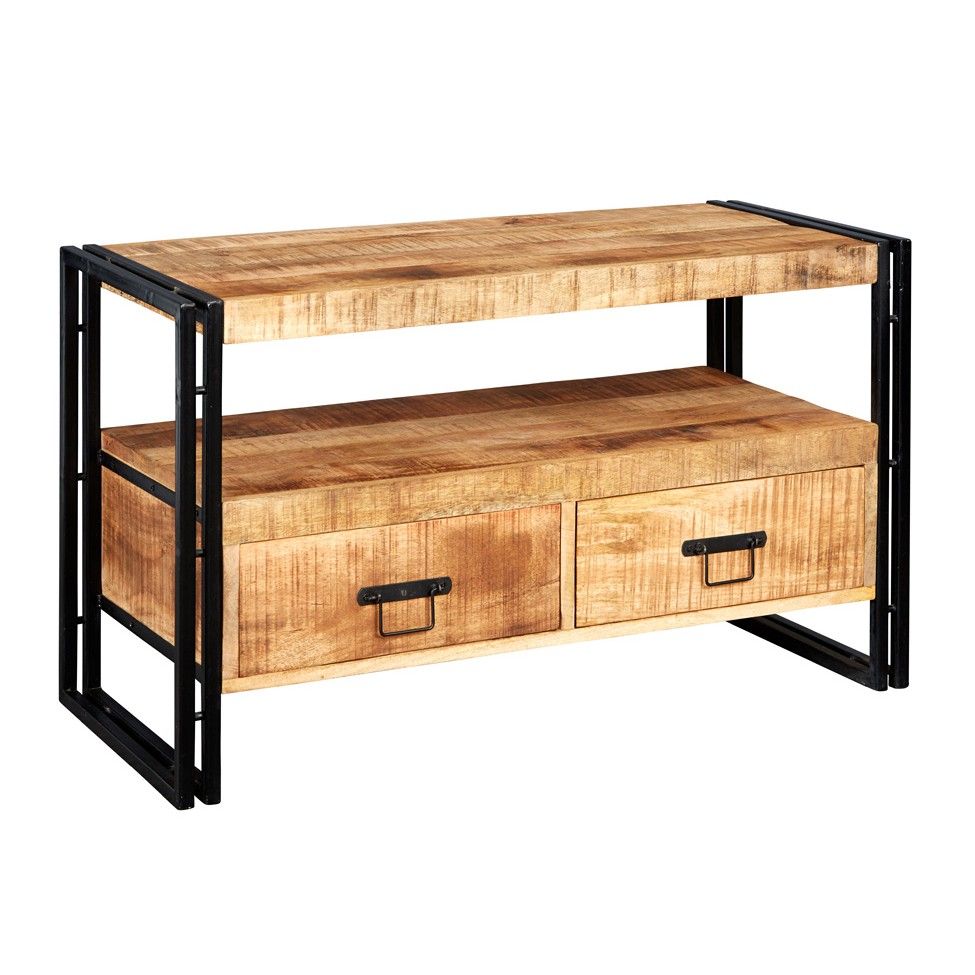 Indian Hub Cosmo Industrial TV Stand White Background-Better Bed Company 