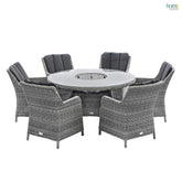 Home Junction Iris Round Dining Table with Ice Bucket and 6 Armchairs