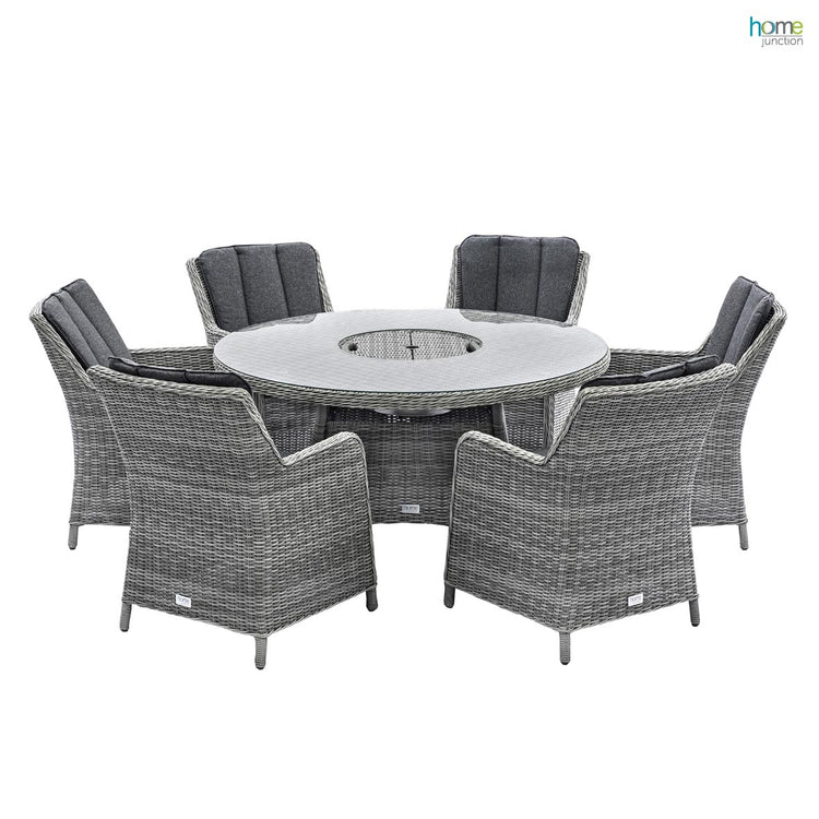 Home Junction Iris Round Dining Table with Ice Bucket and 6 Armchairs