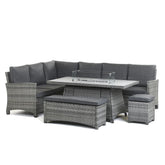 Home Junction Kenley Corner Sofa with Firepit Dining Table, Bench and Stool
