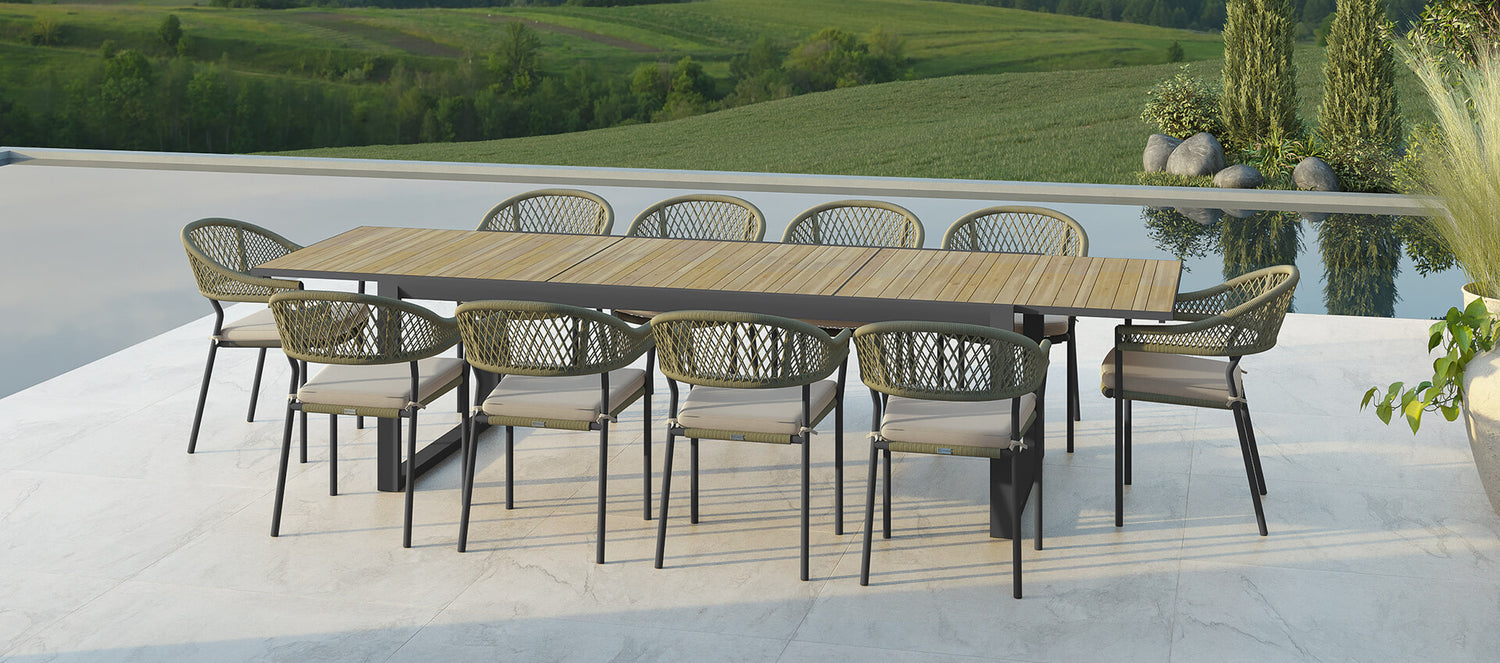 Maze Bali Rope Weave 10 Seat Rectangular Extending Dining Set-Better Bed Company