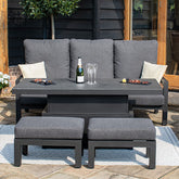 Maze Manhattan Reclining 3 Seat Sofa Set With Rising Table And Footstools
