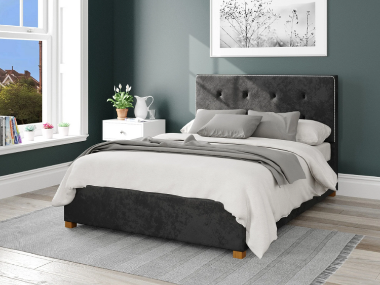 Better Birmingham Velvet Black Ottoman Bed