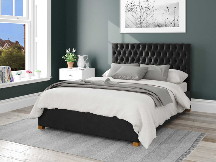 Better Reading Velvet Black Ottoman Bed-Better Bed Company 
