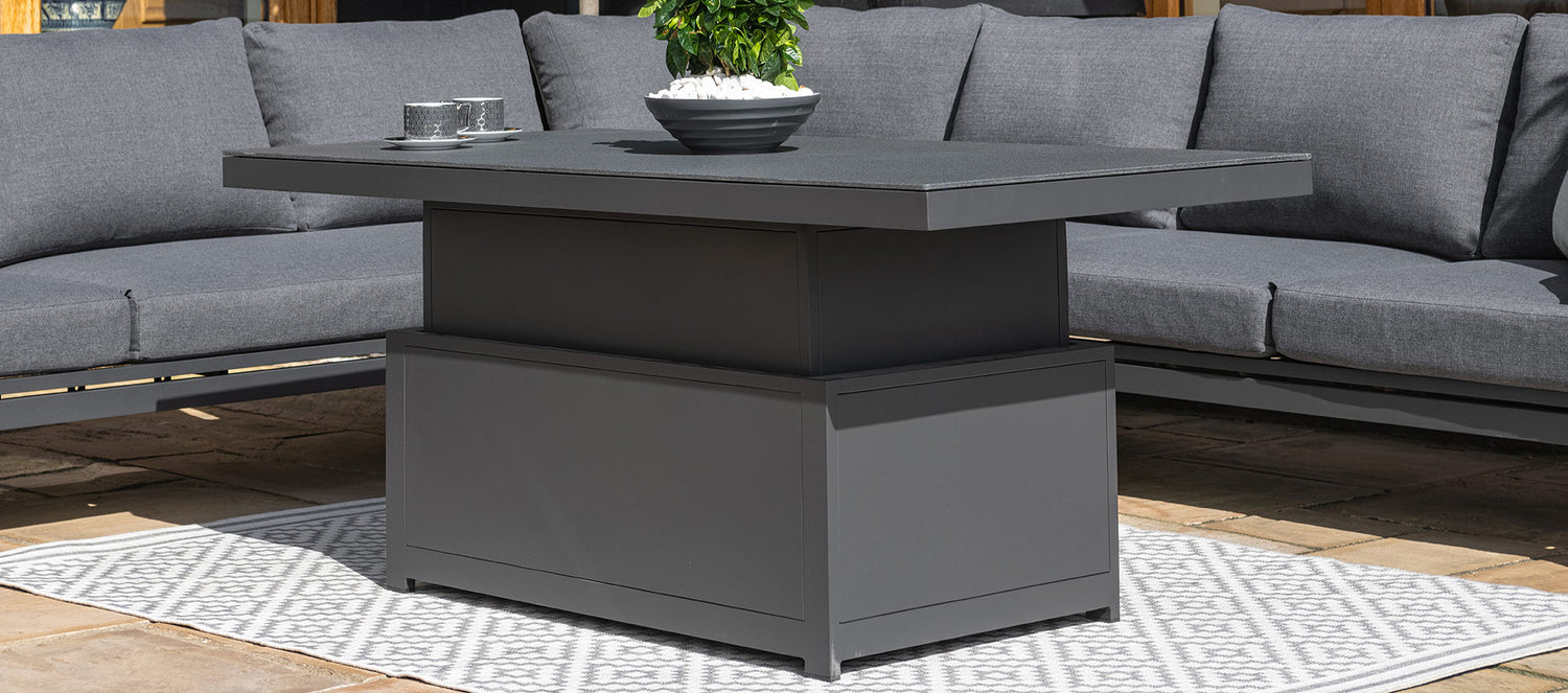 Maze Rattan Oslo Large Corner Group With Rising Table Detail Of Table-Better Bed Company 