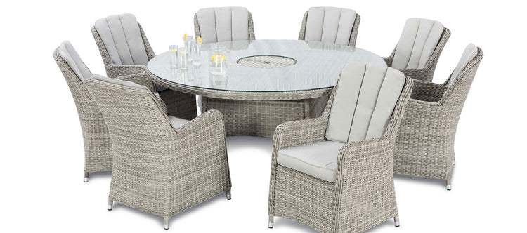 Maze Oxford 8 Seat Round Dining Set With Ice Bucket And Venice Chairs With Lazy Susan
