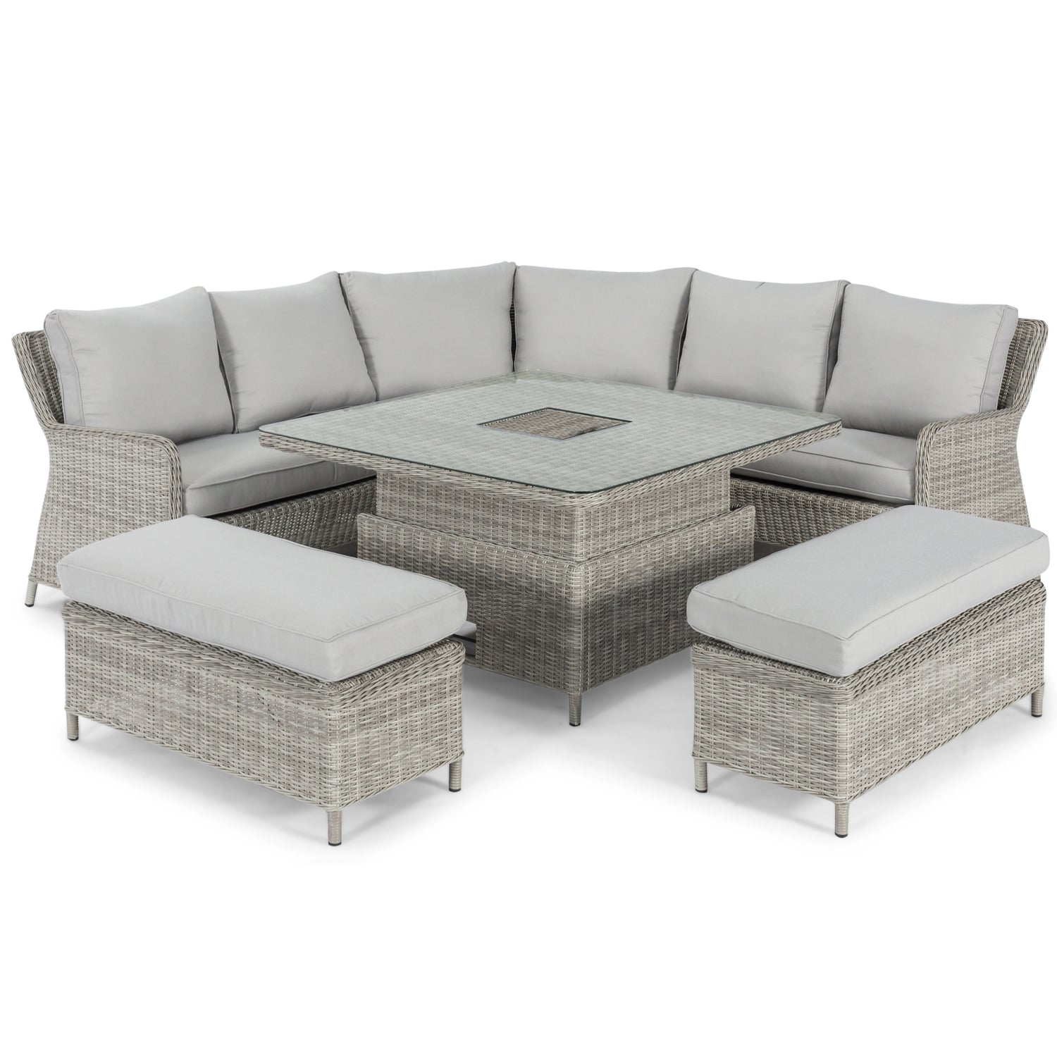 Maze Rattan Oxford Royal Corner Sofa Dining Set With Rising Table