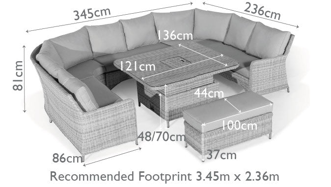 Maze Rattan Winchester Royal U Shaped Sofa Set With Rising Table