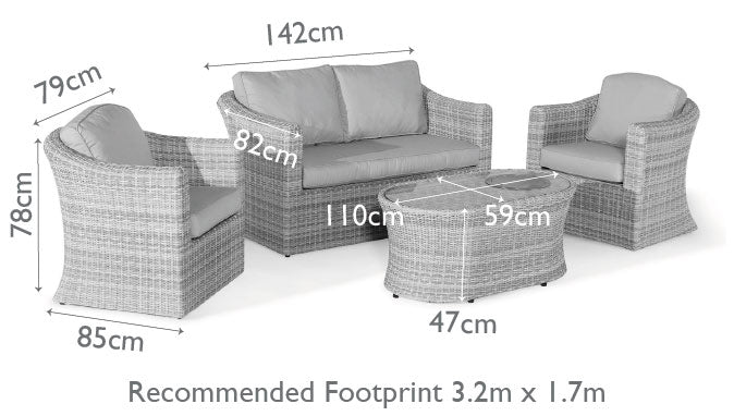 Maze Winchester 2 Seat Sofa Set With Fire Pit Coffee Table