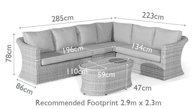 Maze Winchester Large Corner Sofa Set With Fire Pit Table