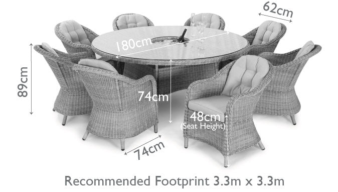 Maze Winchester 8 Seat Round Rattan Dining Set With Ice Bucket Dining And Heritage Chairs With Lazy Susan