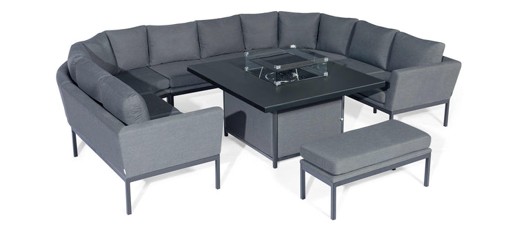 Maze Rattan Pulse U Shape Corner Dining Set With Fire Pit Table-Better Bed Company 