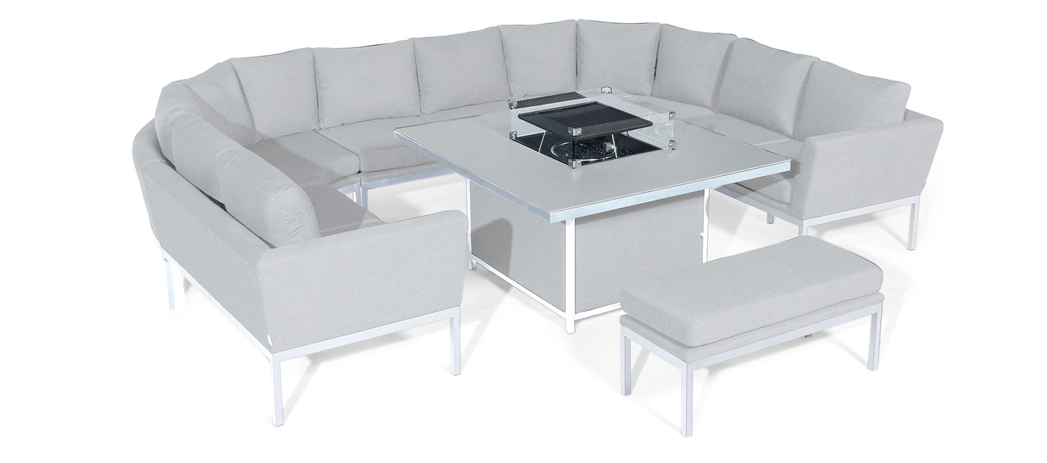 Maze Rattan Pulse U Shape Corner Dining Set With Fire Pit Table Lead Chine-Better Bed Company