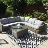 Home Junction Sabine Large Corner Sofa, Square Coffee Table with 4 Stools