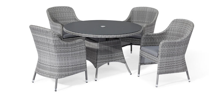 Maze Santorini 4 Seat Round Rattan Dining Set