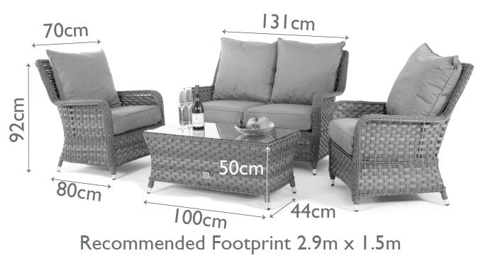 Maze Victoria High Back 2 Seat Rattan Sofa Set