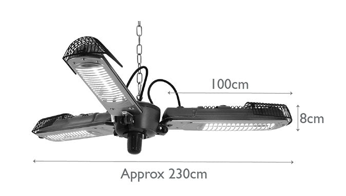 Maze 2000W Vulcan Parasol Tri Electric Patio Heater